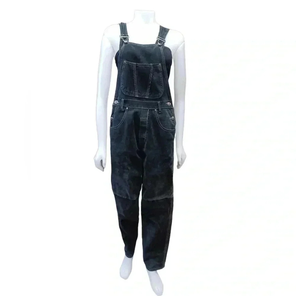 Concept XXV 100% Suede Washable Black Straight Leg Overalls  Size Medium?